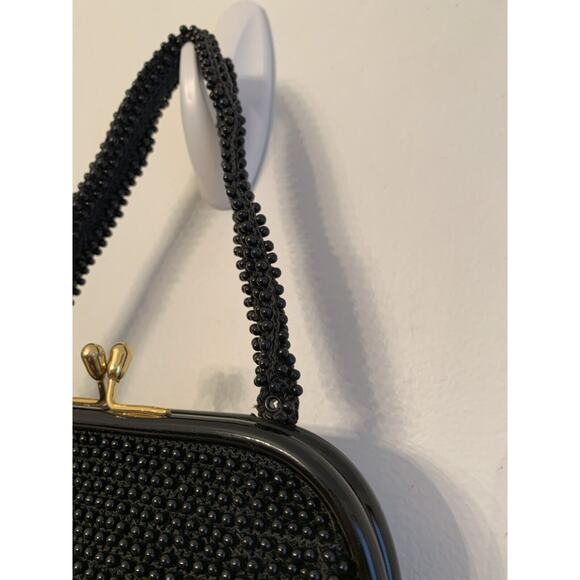 Vintage Corde-Bead Made in USA Black Beaded Evening Bag by Lumure 1950s - Picture 5 of 7